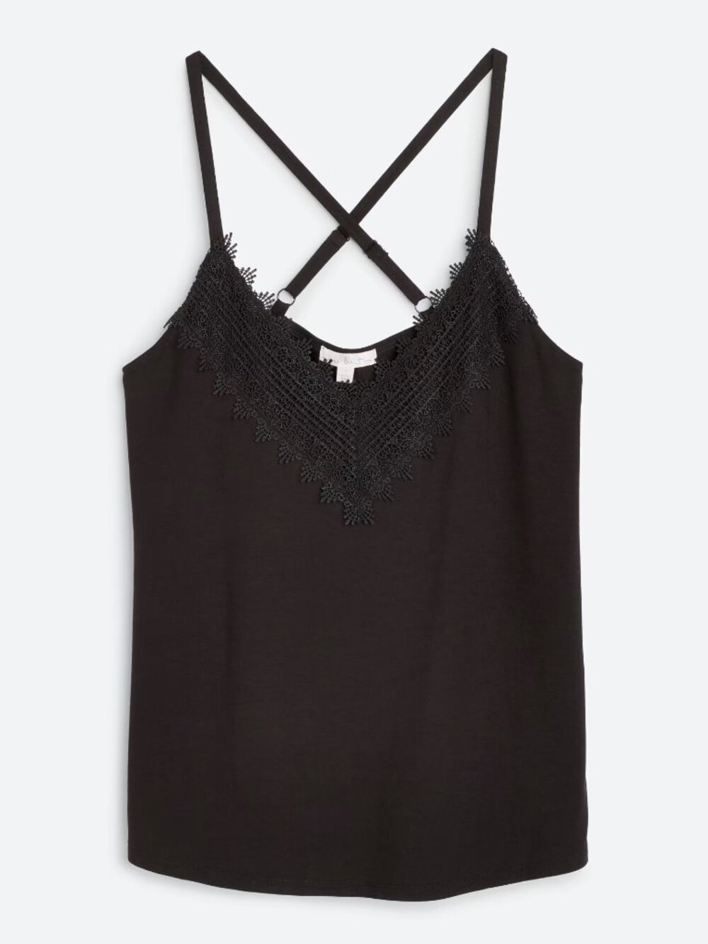 Nine Britton Bahari Lace Detail Cami Black V-Neck Tank Top Size M